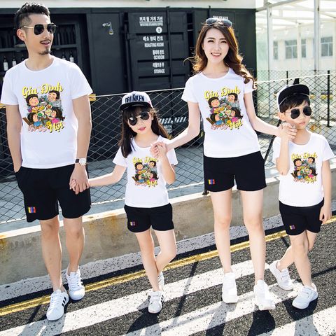  Áo thun gia đình dạo phố HAPPY FAMILY - Vải Cotton Thái - M745 