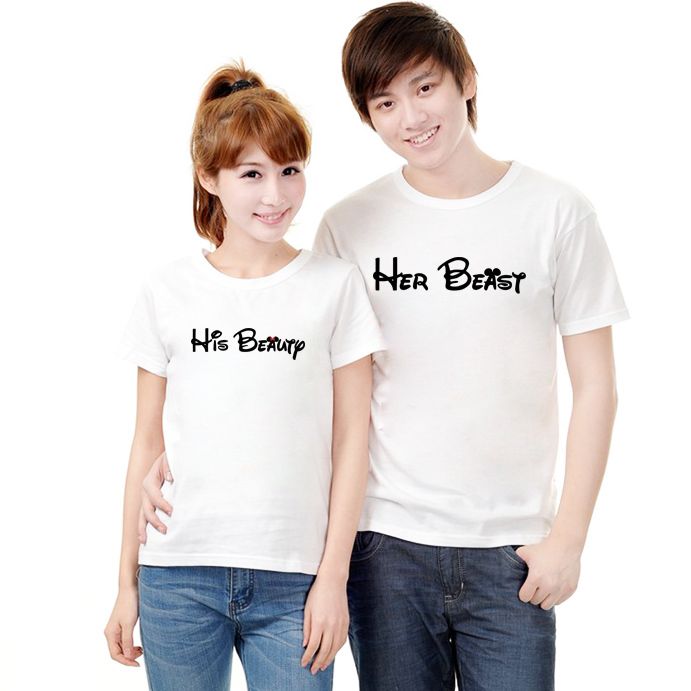 Áo thun cặp đôi HIS & HER cotton form rộng Style Hàn Quốc - M748
