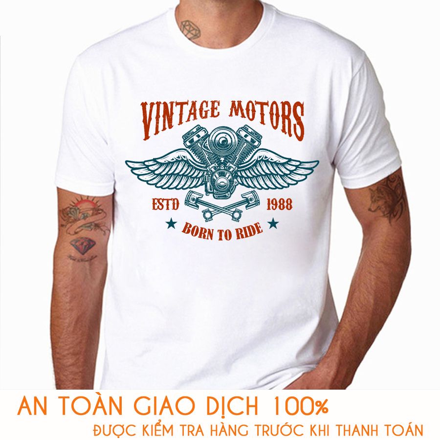 Áo thun nam VINTAGE MOTORS - Vải Cotton Thái - M759