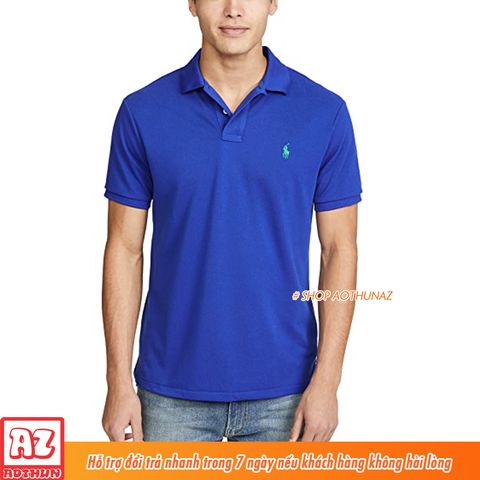  Áo thun Nam màu xanh bích cổ trụ polo logo thêu - Vải cá sấu cao cấp MT498 