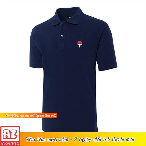  Áo thun polo nam cổ trụ thêu logo naruto uchiha sasuke itachi - Vải cá sấu poly dày dặn A04 