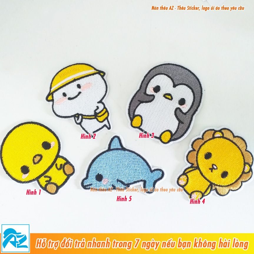 Sticker ủi thêu hình Động vật Quby cute dễ thương - Patch ủi quần áo balo S61