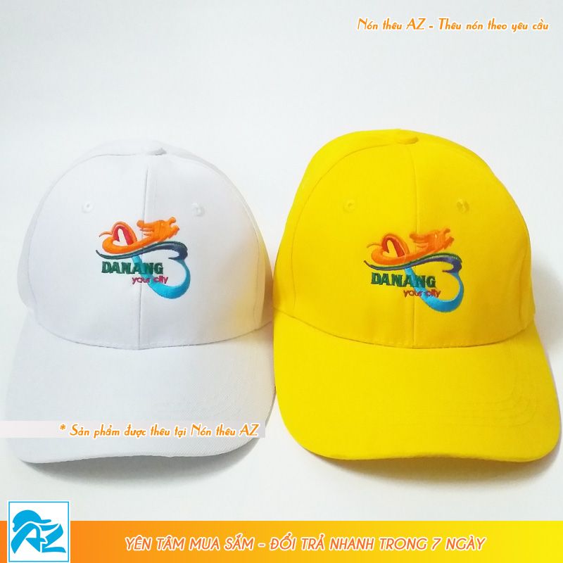 Nón kết màu vàng và trắng thêu logo du lịch Đà Nẵng - Mũ lưỡi trai MT540