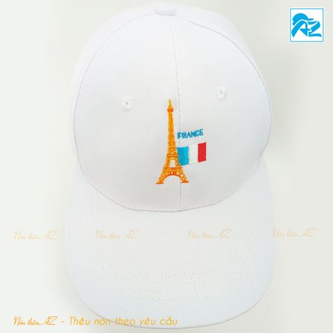  Nón kết lưu niệm du lịch Pháp Tháp Eiffel màu trắng - Mũ lưỡi trai MT509 