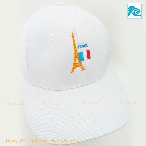  Nón kết lưu niệm du lịch Pháp Tháp Eiffel màu trắng - Mũ lưỡi trai MT509 