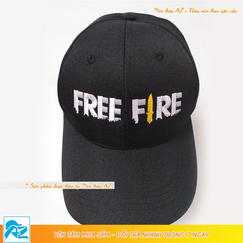 Nón kết nam nữ thêu logo Game FreeFire màu đen - Mũ Lưỡi Trai MT146