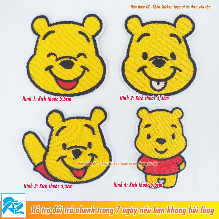 Sticker ủi thêu hình gấu Pooh siêu dễ thương - Patch ủi quần áo ...