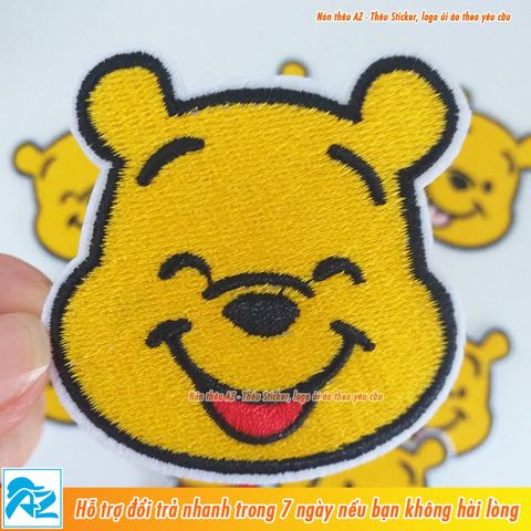  Sticker ủi thêu hình gấu Pooh siêu dễ thương - Patch ủi quần áo balo S60 