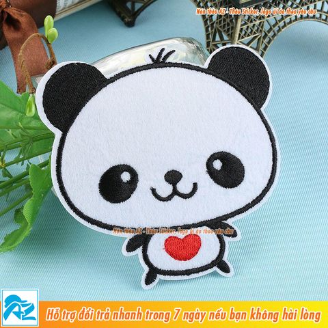  Sticker ủi thêu hình gấu trúc panda dễ thương - Patch ủi quần áo balo S38 