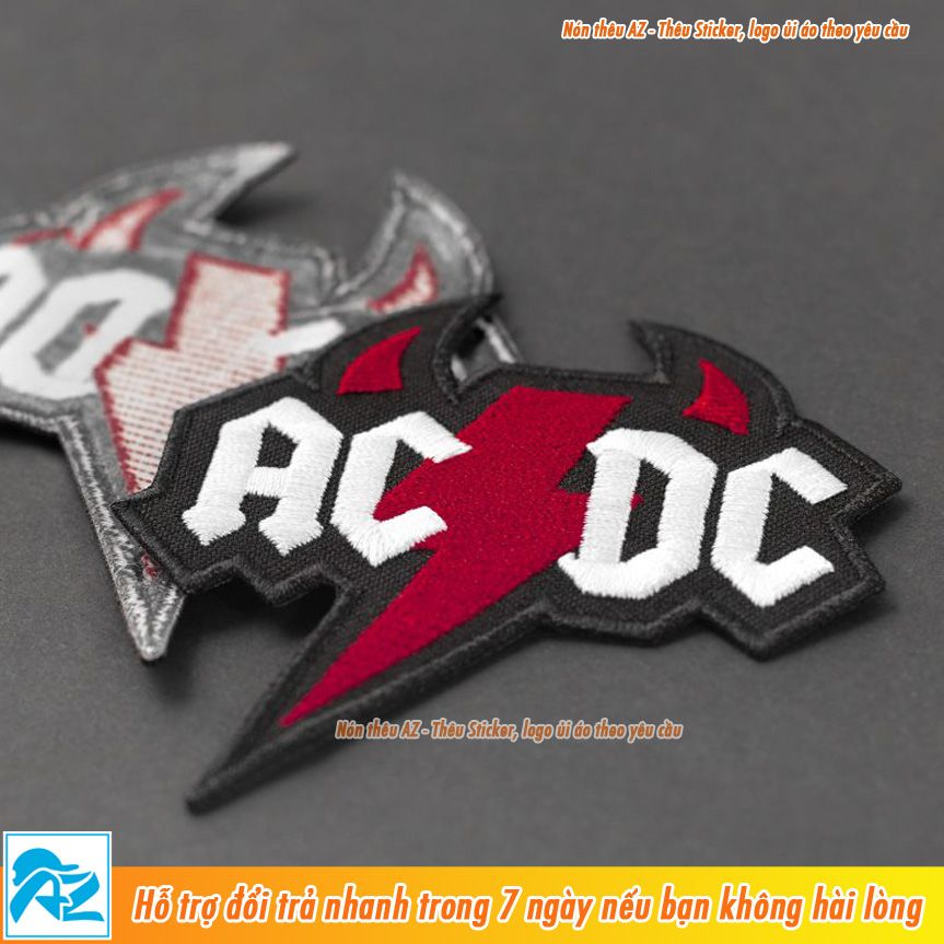 Sticker ủi thêu logo hình ACDC hells bells - Patch ủi quần áo balo S78