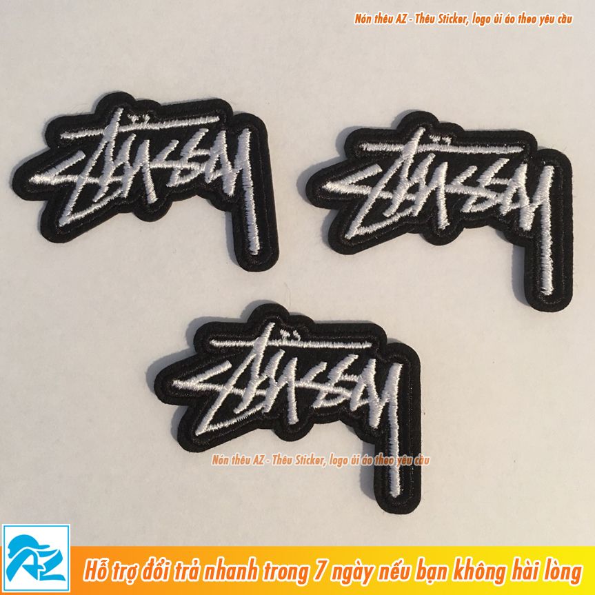 Sticker ủi thêu logo hình Stussy 5x3,6cm - Patch ủi quần áo thun balo S86