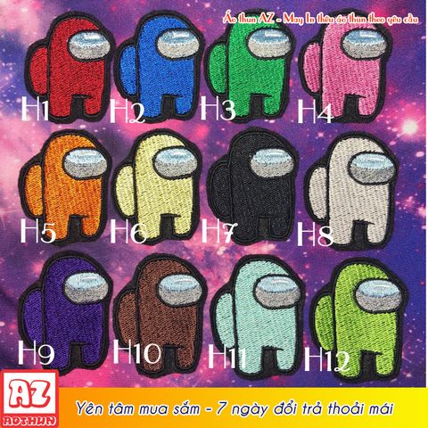  Sticker ủi thêu hình Among US Crewmate - Patch ủi quần áo balo S80 