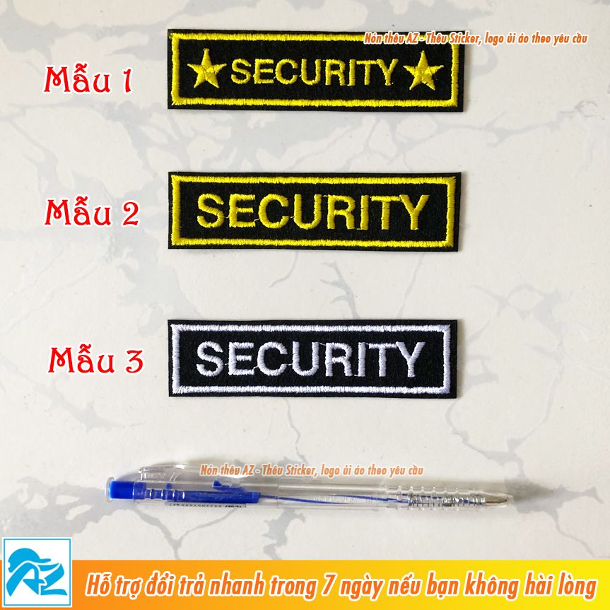 Sticker vải ủi thêu logo bảo vệ Security - Patch ủi áo thun balo S149