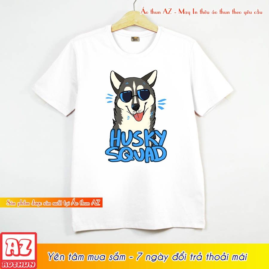 Áo thun Teen in hình chó Husky Squad - Form rộng AZ F2166