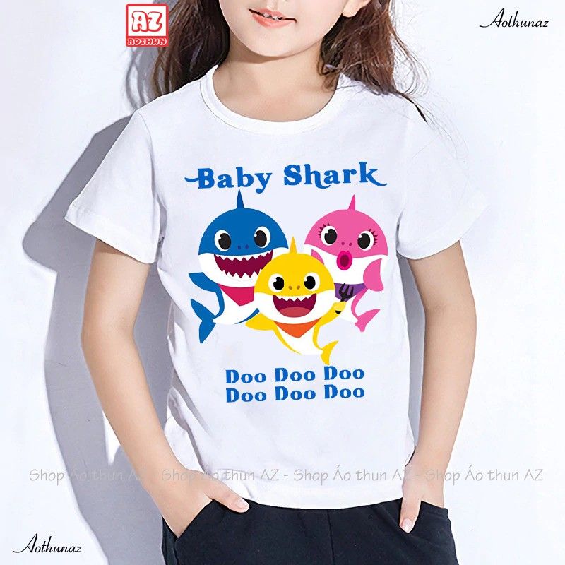 Áo thun trẻ em in hình Cá mập Baby Shark dễ thương - Cotton Thái M2469