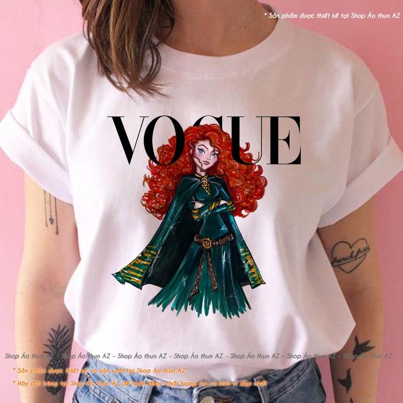 Áo thun nữ thiết kế phong cách Vogue Cô gái Brave - Cotton Thái M2466