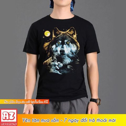  Áo thun nam in hình chó sói 3d thái lan - bigsize 5XL 6XL 7XL M2990 