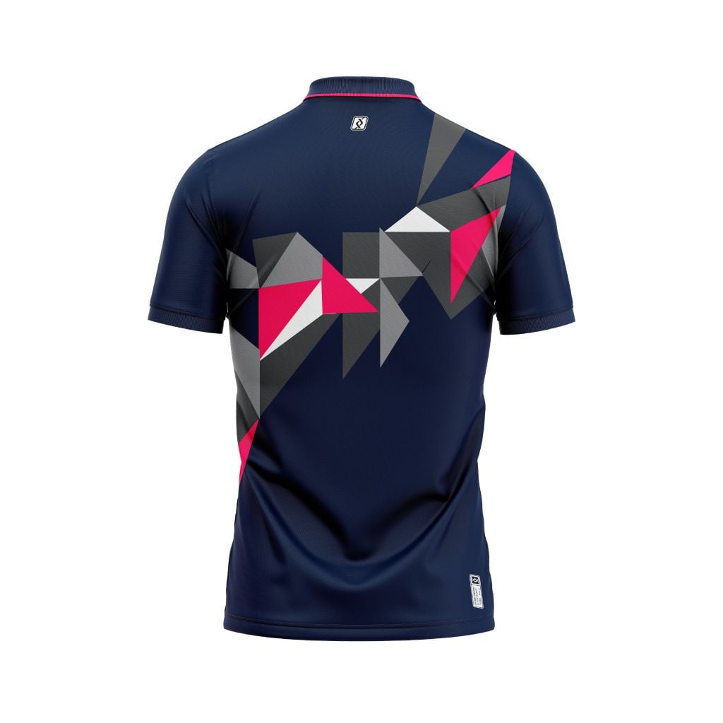 Áo Pickleball - Tennis polo họa tiết xanh đen