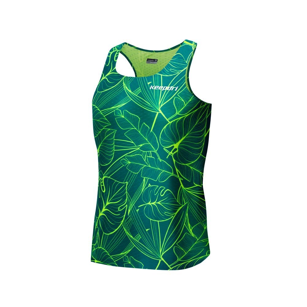 Áo Tanktop Chạy Bộ Họa Tiết Lá Seamless - Không Đường May