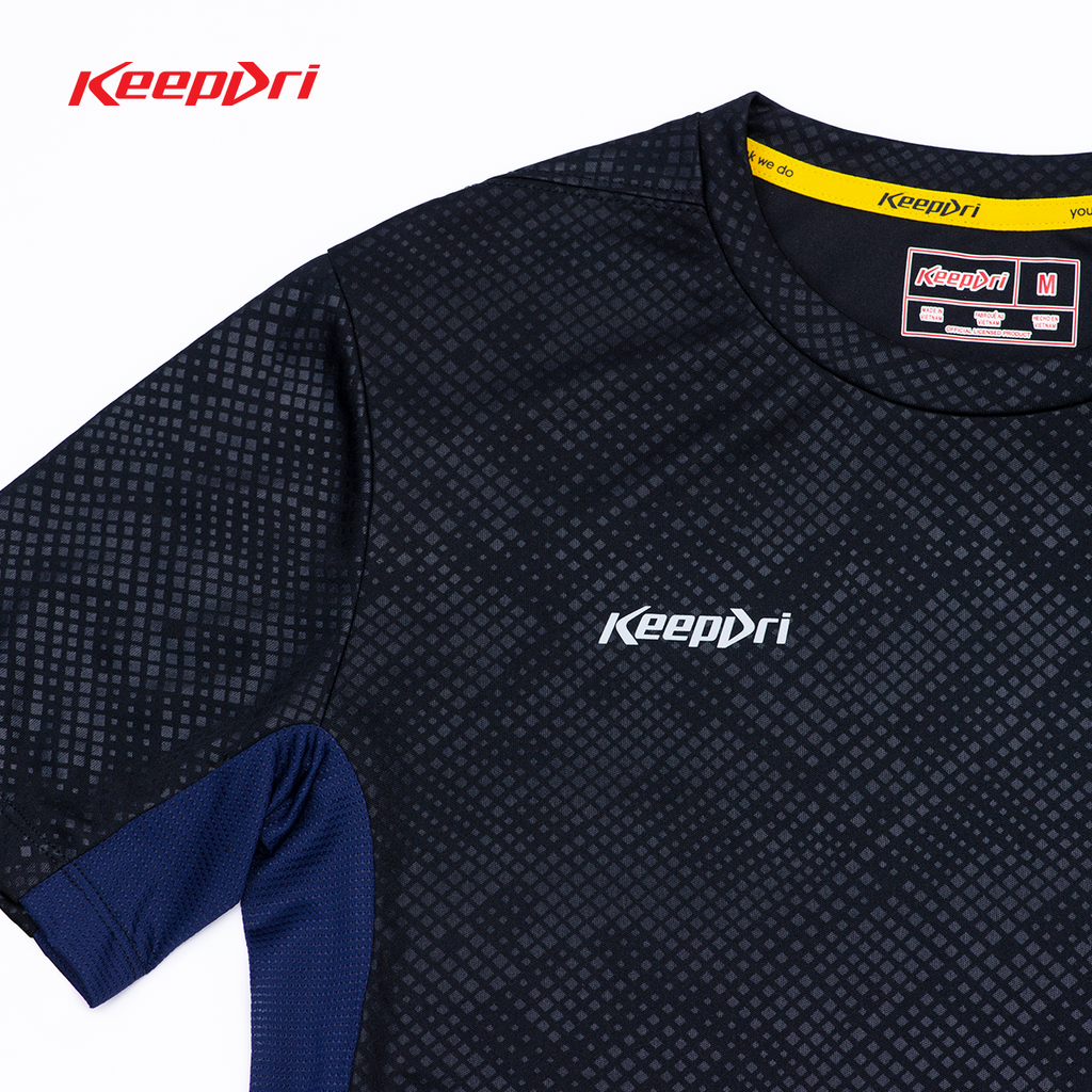 Áo Thun Chạy Bộ Họa Tiết Keepdri Màu Đen Xanh KTMDEXD07