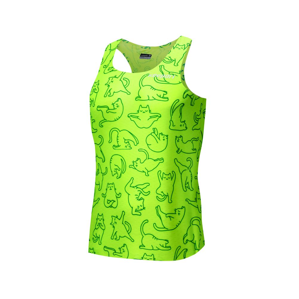 Áo Tanktop Chạy Bộ Họa Tiết Mèo Seamless  - Không Đường May