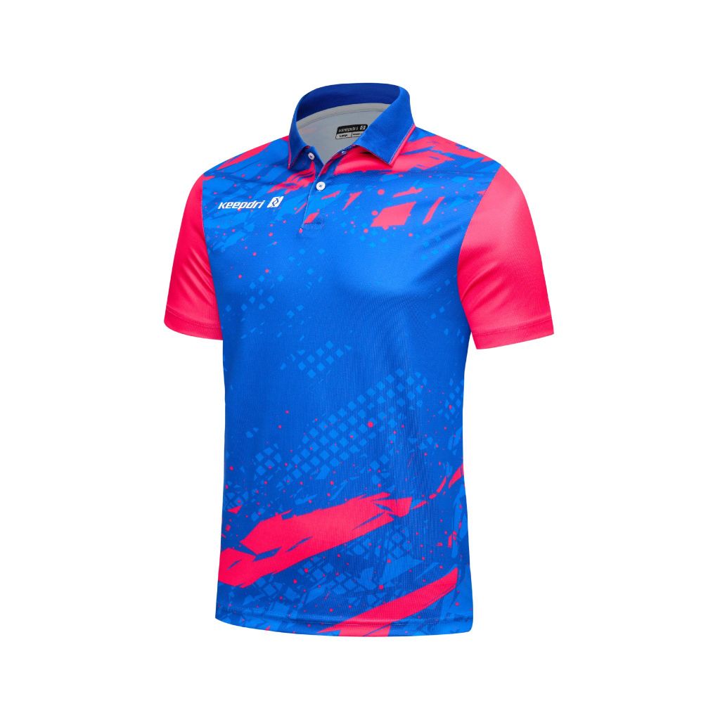 Áo Pickleball - Tennis polo họa tiết xanh bích phối màu