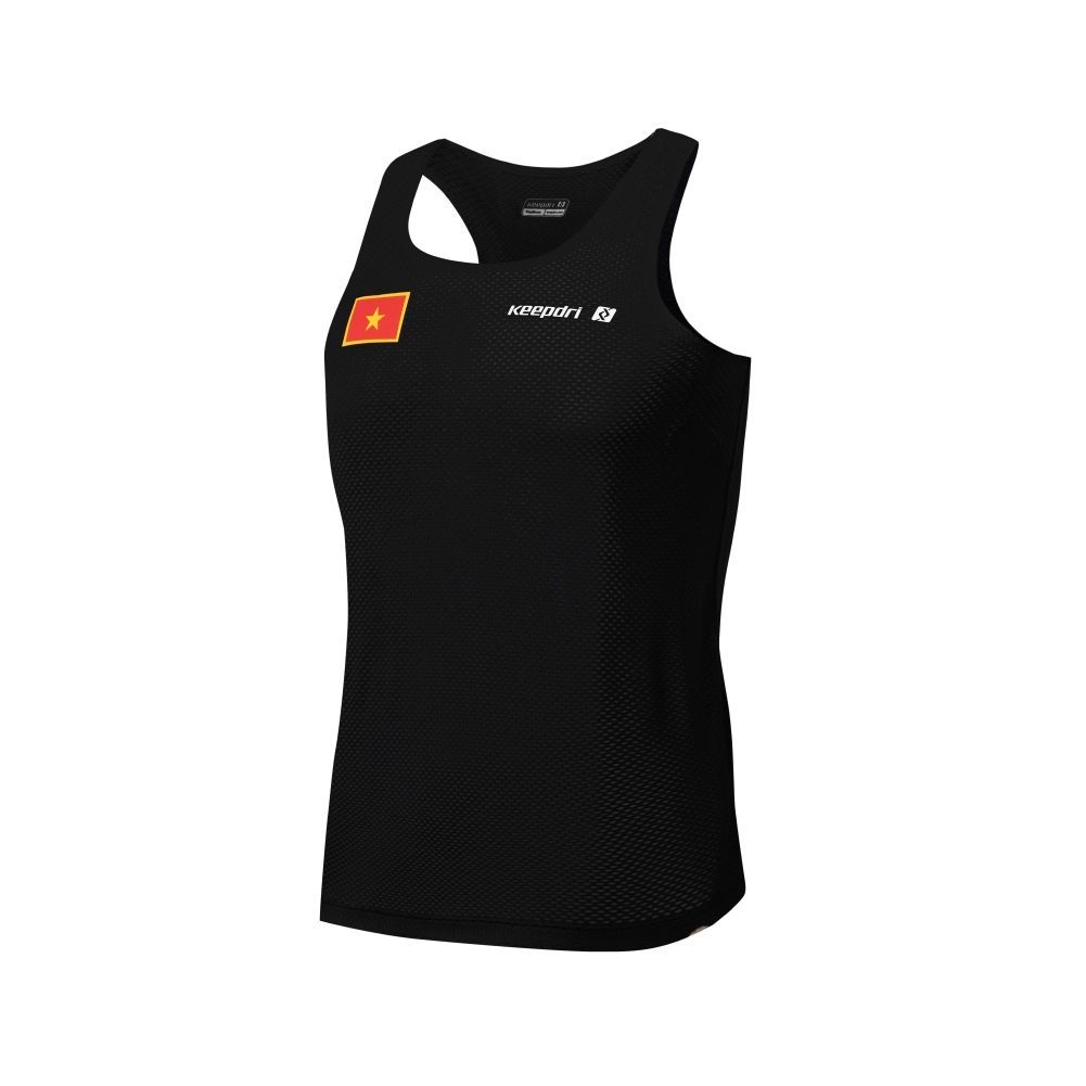 Áo Tanktop Chạy Bộ Vải Lưới Đen Seamless - Không Đường May