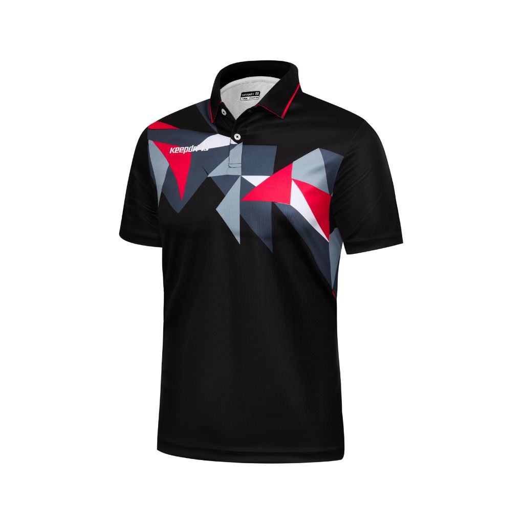 Áo Pickleball - Tennis polo họa tiết xanh đen