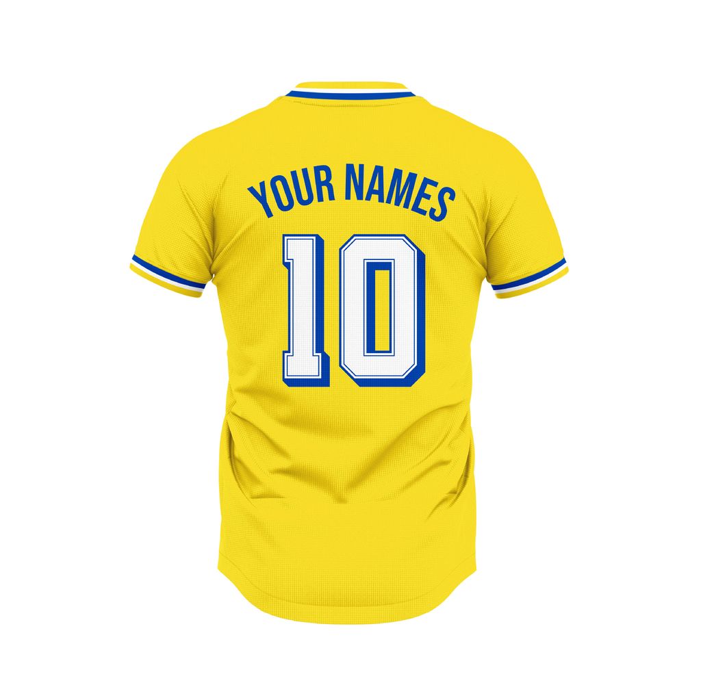 Bộ Bóng Đá Thiết Kế - Họa Tiết Kẻ Sọc Vàng Phối Xanh