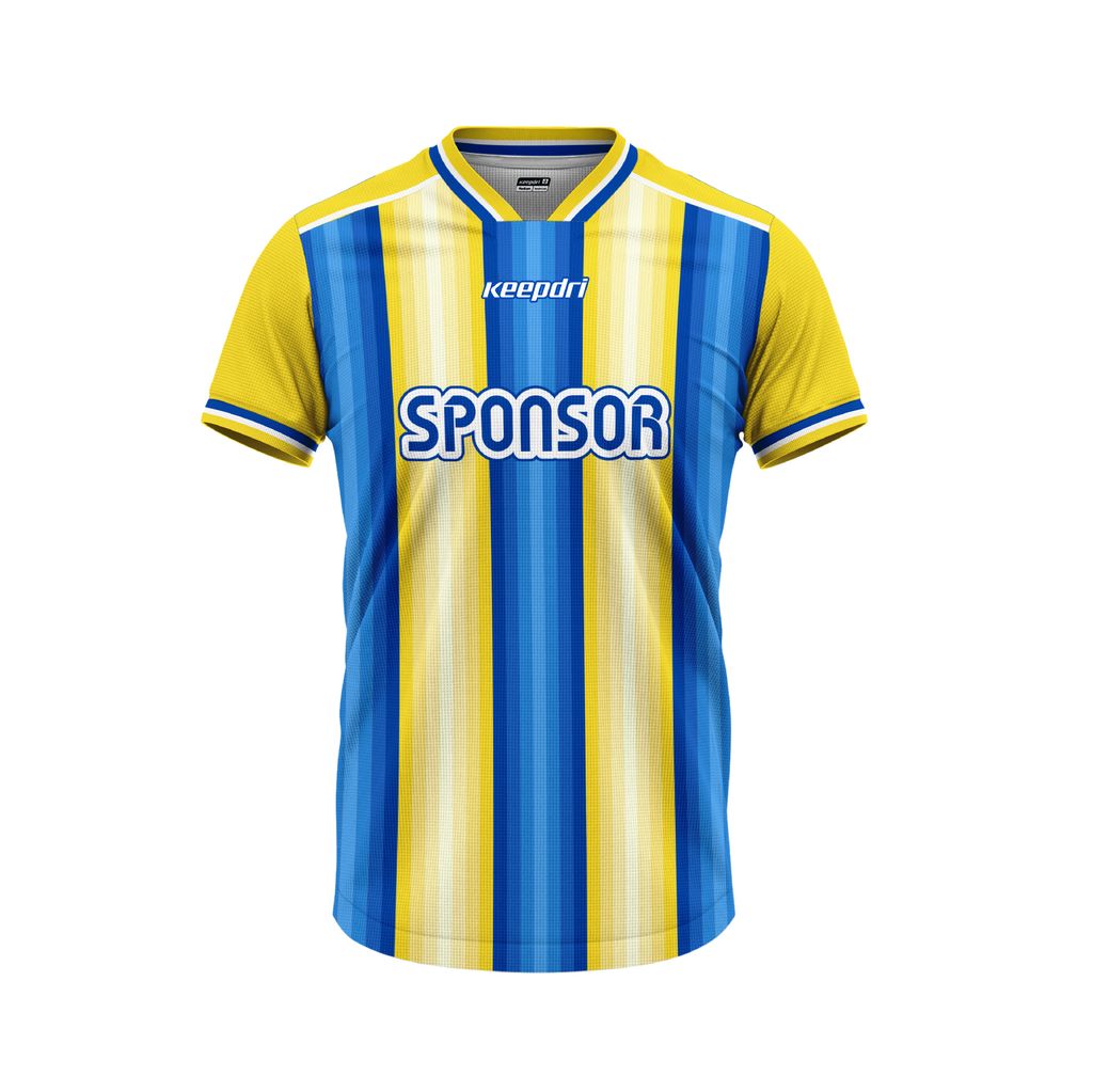 Bộ Bóng Đá Thiết Kế - Họa Tiết Kẻ Sọc Vàng Phối Xanh