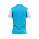 Áo thun đồng phục polo họa tiết xanh ya phối trắng