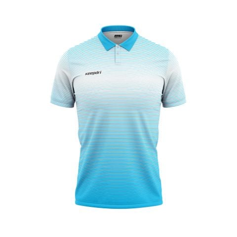 Áo thun đồng phục polo họa tiết xanh ya phối trắng