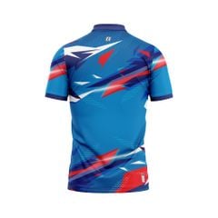 Áo Pickleball - Tennis polo họa tiết trắng phối xanh