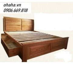 GIƯỜNG GỖ SỒI MỸ CÓ HỘC KÉO GN012-OH OHAHA