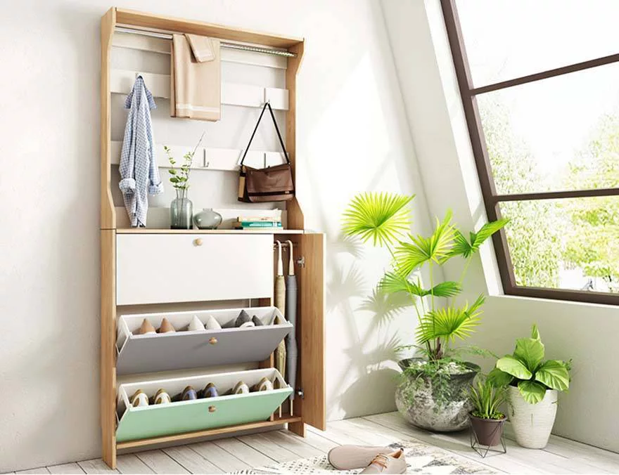 Tủ giày thông minh nhiều ngăn tiện dụng có giá treo Ohaha - TG029