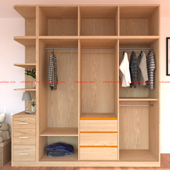 Tủ Quần Áo Gỗ Cao Cấp Phủ Verneer Sồi Ohaha - VE002