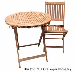 Bàn tròn 70 + Ghế kapur không tay OH-06