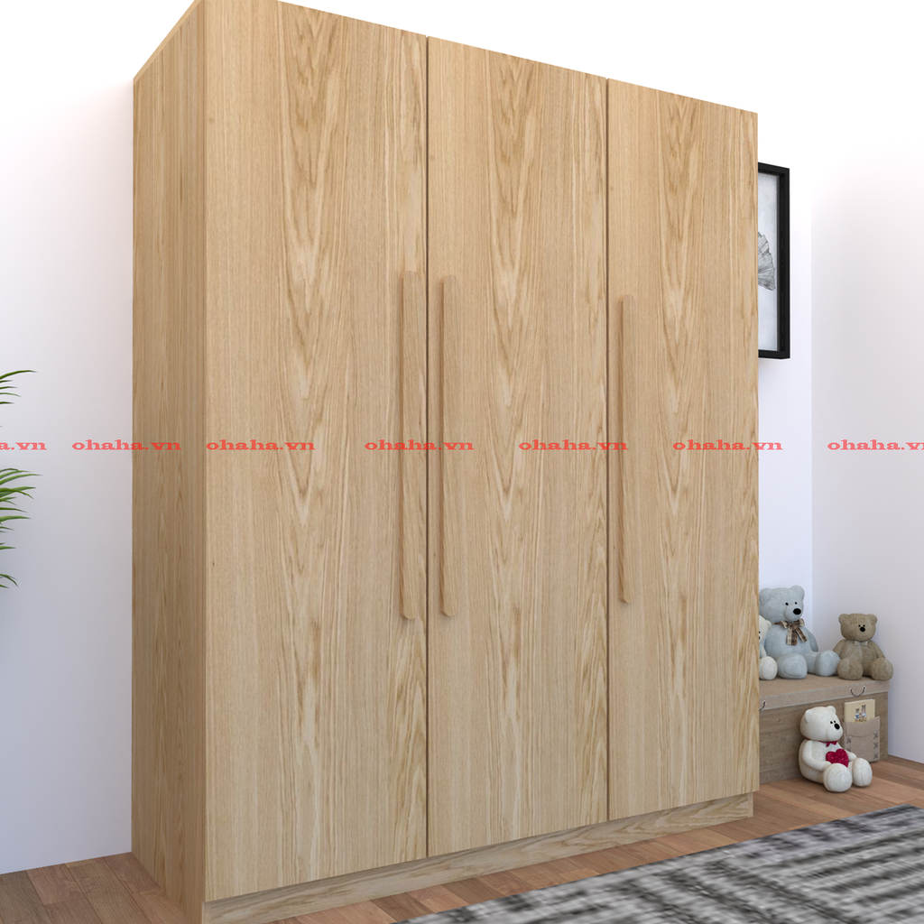 Tủ quần áo gỗ cao su tự nhiên phủ venner sồi Ohaha - VE005