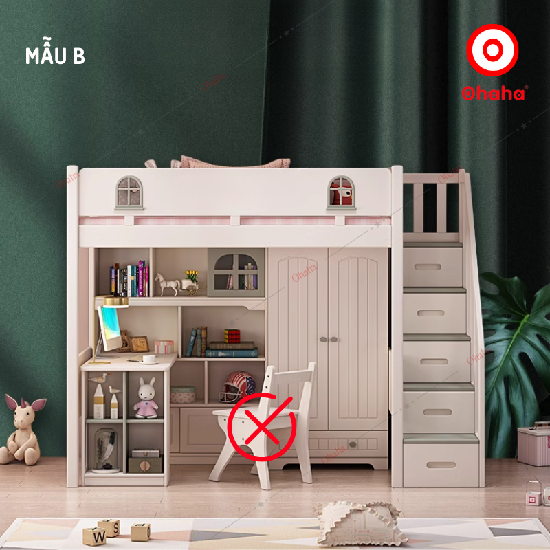 Giường tầng thông minh cao cấp Ohaha có tủ áo và bàn học - GTCC026