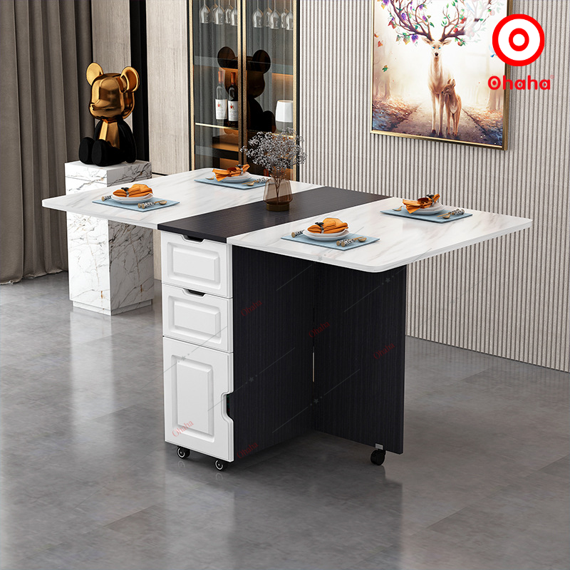 Bàn ăn thông minh xếp gọn Ohaha có bánh xe - BA026