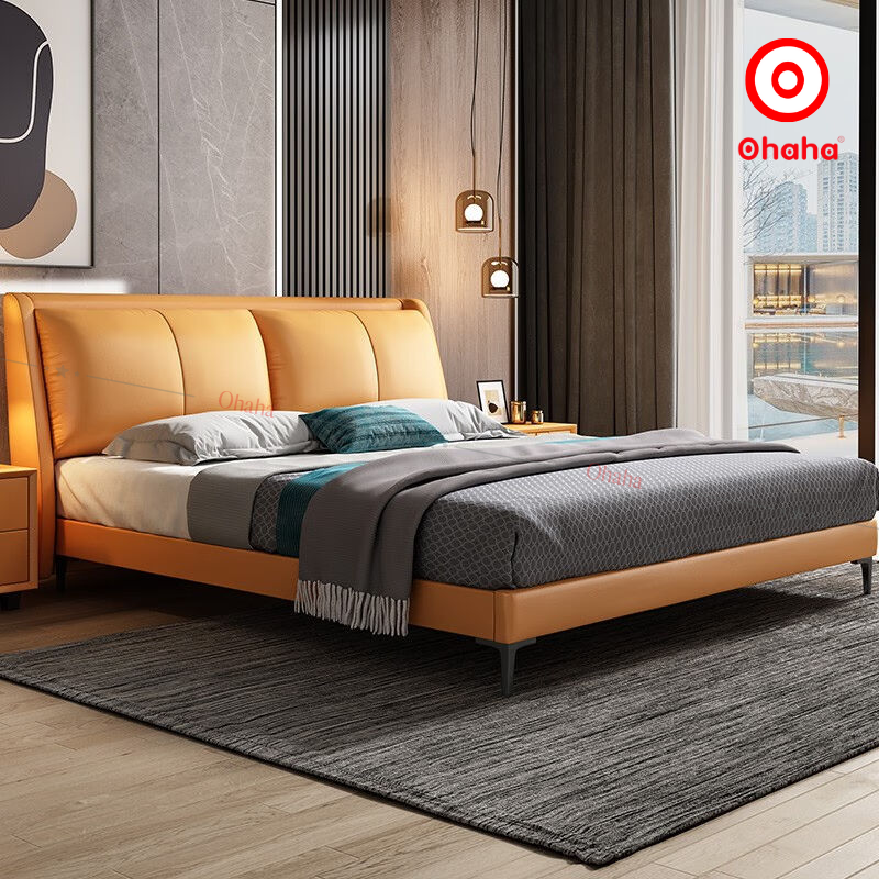 Giường ngủ gỗ bọc da cao cấp Ohaha có kèm tab - GN024