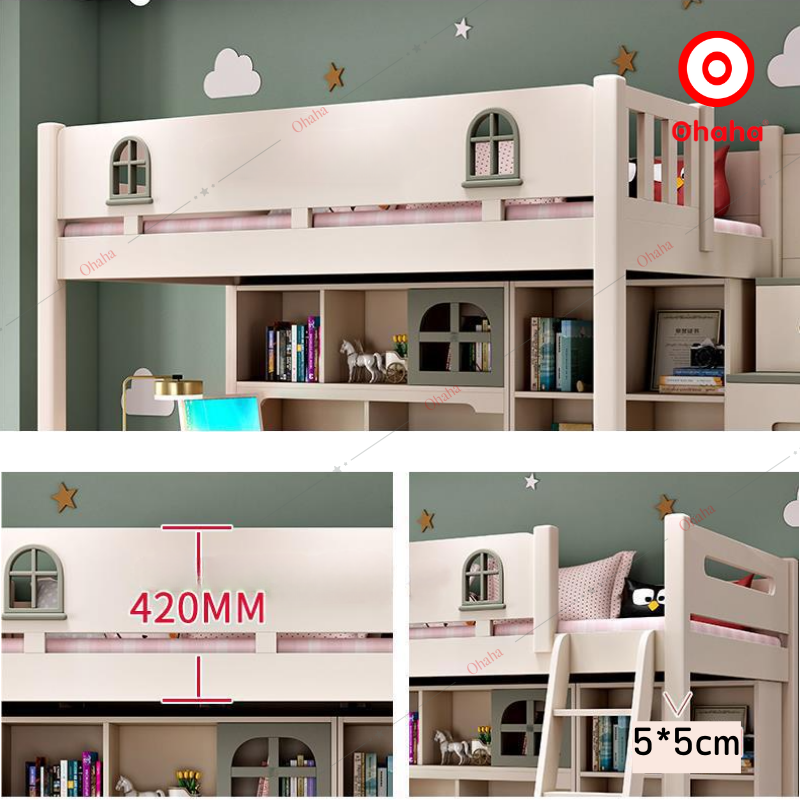 Giường tầng thông minh cao cấp Ohaha có tủ áo và bàn học - GTCC026