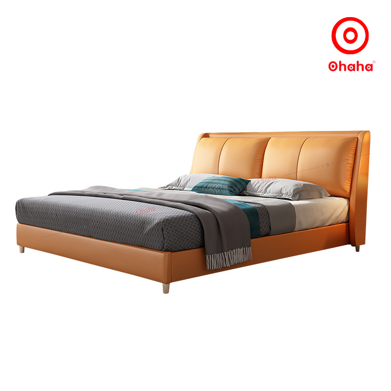 Giường ngủ gỗ bọc da cao cấp Ohaha có kèm tab - GN024