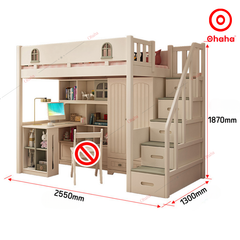 Giường tầng thông minh cao cấp Ohaha có tủ áo và bàn học - GTCC026