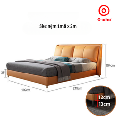 Giường ngủ gỗ bọc da cao cấp Ohaha có kèm tab - GN024