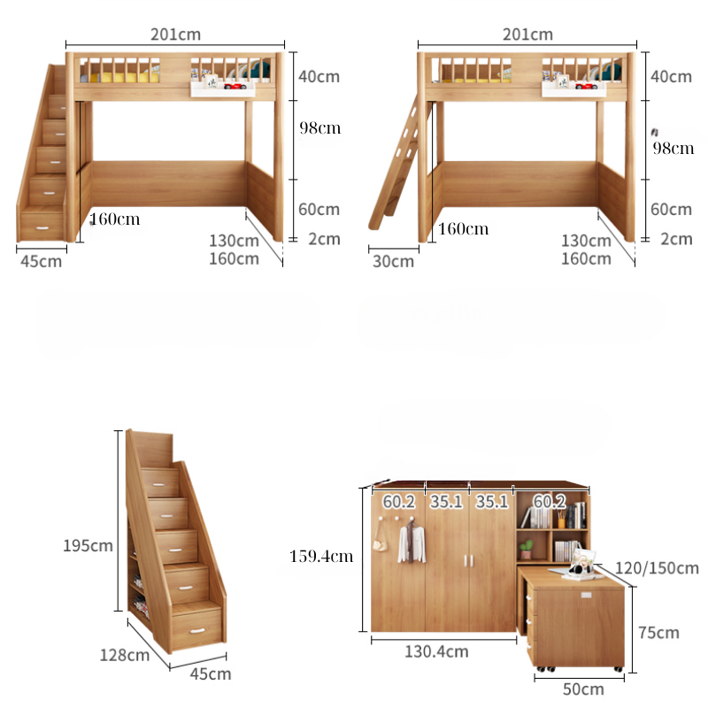 Giường tầng thông minh Ohaha kết hợp tủ áo - GTTM047