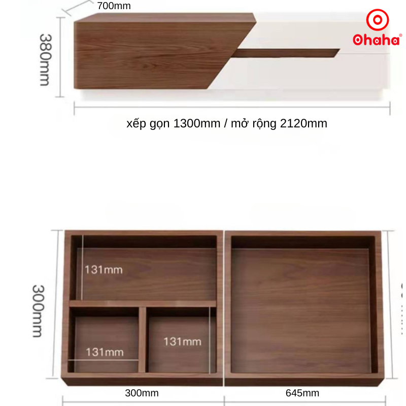 Bàn sofa xếp gọn OHAHA kiểu dáng độc đáo - BDN003