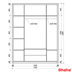 Tủ quần áo gỗ công nghiệp hiện đại Ohaha - HĐ007