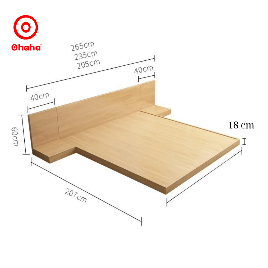 Giường ngủ bệt kiểu Nhật kèm vách đầu giường Ohaha - GB005