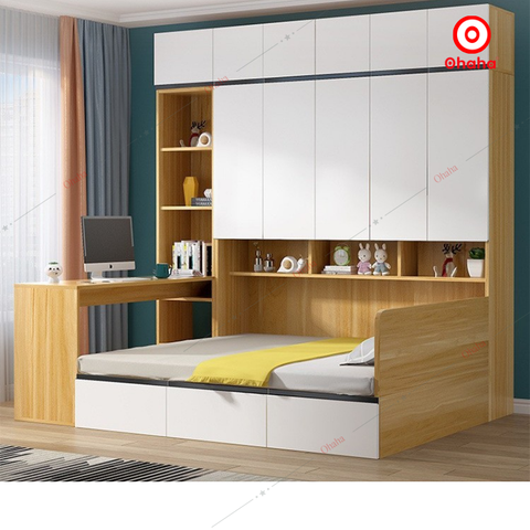 Combo giường ngủ đa năng kết hợp tủ kệ Ohaha - GĐN002
